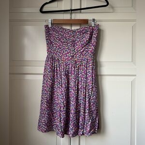 Zara strapless pink floral dress
